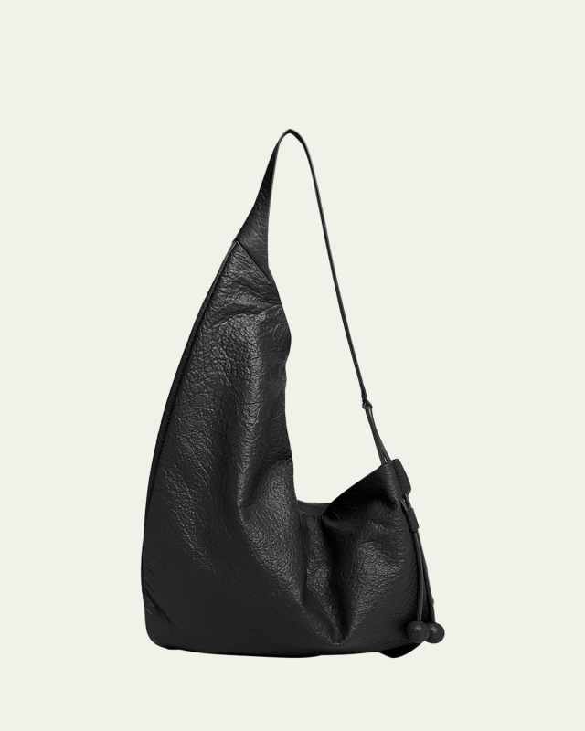 Large Sling Calfskin Leather Hobo Bag